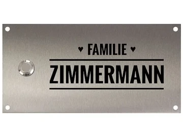 Türklingel aus Edelstahl 200 x 100 mm Design Love