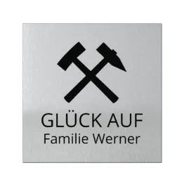 Türschild aus Aluminium silbern/schwarz | 15 x 15 cm