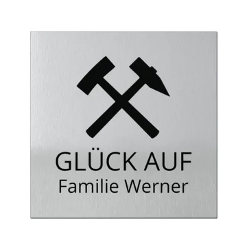 Türschild aus Aluminium silbern/schwarz | 15 x 15 cm