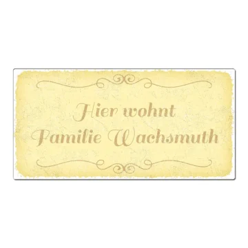 Türschild aus Aluminium vintage gelb 20 x 10 cm
