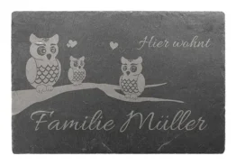 Türschild aus Schiefer 30 x 20 cm - Design Eule