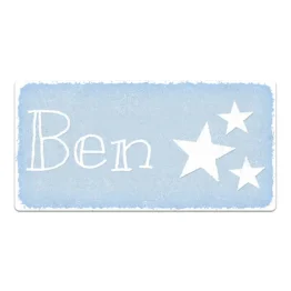 Türschild fürs Kinderzimmer mit Wunschname vintage hellblau 20 x 10 cm