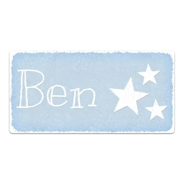 Türschild fürs Kinderzimmer mit Wunschname vintage hellblau 20 x 10 cm
