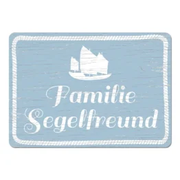 Türschild im maritimen Stil oder mit anderem Wunschtext hellblau Format A4