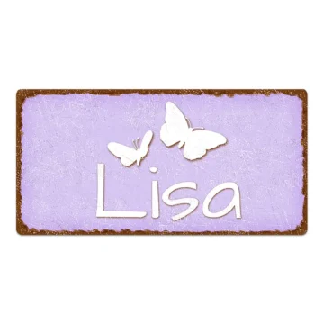 Türschild im Vintage Look mit Wunschtext 20 x 10 cm violett 20 x 10 cm
