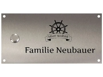 Türschild mit Klingel aus Edelstahl 200 x 100 mm Design Maritim