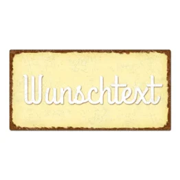 Türschild mit Name oder Wunschtext im Vintage Look gelb 20 x 10 cm