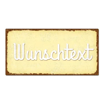Türschild mit Name oder Wunschtext im Vintage Look gelb 20 x 10 cm