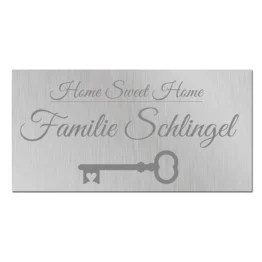 Türschild mit Wunschtext und Symbol 200 x 100 mm - silbern/anthrazit