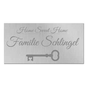 Türschild mit Wunschtext und Symbol 200 x 100 mm - silbern/anthrazit