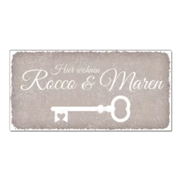 Türschild mit Wunschtext vintage taupe 20 x 10 cm