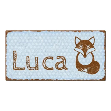 Türschild Pünktchen mit Wunschtext vintage hellblau 20 x 10 cm