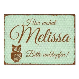 Türschild Pünktchen mit Wunschtext vintage mint Format A4
