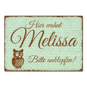 Türschild Pünktchen mit Wunschtext vintage mint Format A4