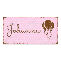 Türschild Pünktchen mit Wunschtext vintage rosa 20 x 10 cm