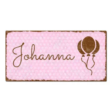 Türschild Pünktchen mit Wunschtext vintage rosa 20 x 10 cm