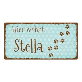 Türschild Pünktchen mit Wunschtext vintage türkis 20 x 10 cm