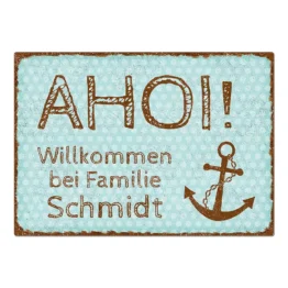 Türschild Pünktchen mit Wunschtext vintage türkis Format A4