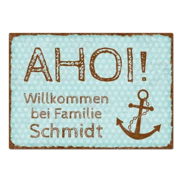 Türschild Pünktchen mit Wunschtext vintage türkis Format A4