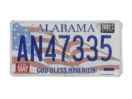 USA Nummernschild Alabama - God Bless America - original