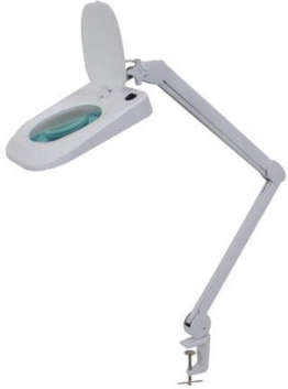 Velleman Led Lupenlampe mit Klemme, Schwenkarm, Ein/Aus-Schalter und Dimmfunktion, 60 LEDs, 3-fache Vergrößerung, für Kinder, Erwachsene, Senioren, Lesen, Diamantmalerei, Hobby, Arbeit, weiß