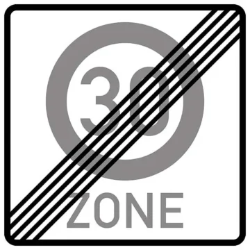 Verkehrsschild - Ende einer Tempo 30-Zone
