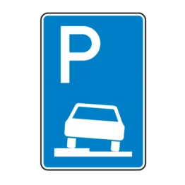 Verkehrszeichen - Parken auf Gehwegen halb