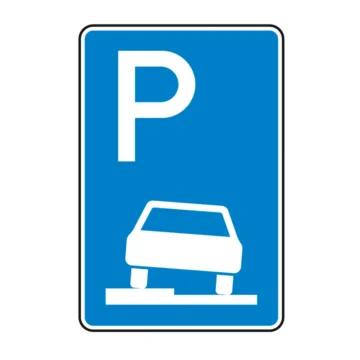 Verkehrszeichen - Parken auf Gehwegen halb