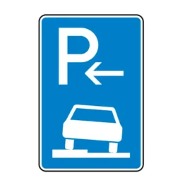 Verkehrszeichen - Parken auf Gehwegen halb in Fahrtrichtung links