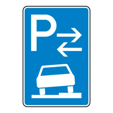 Verkehrszeichen - Parken auf Gehwegen halb in Fahrtrichtung rechts Mitte