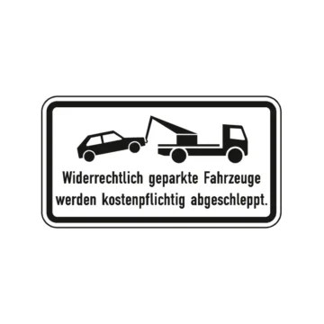 Verkehrszeichen Zusatzschild StVO - Widerrechtlich geparkte Fahrzeuge