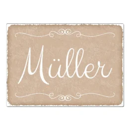 Vintage Schild mit Wunschtext cappuccino Format A4