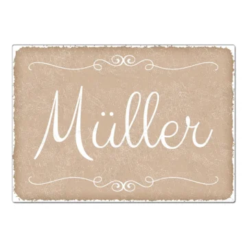 Vintage Schild mit Wunschtext cappuccino Format A4