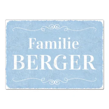 Vintage Schild mit Wunschtext hellblau Format A4