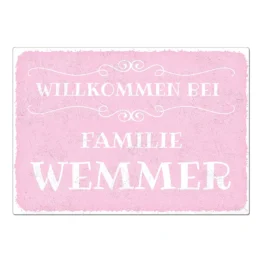 Vintage Schild mit Wunschtext rosa Format A4