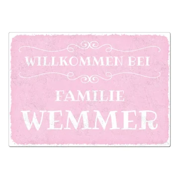Vintage Schild mit Wunschtext rosa Format A4