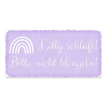Vintage Schild mit Wunschtext violett 30 x 15 cm