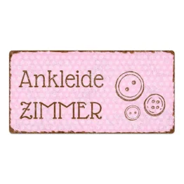 Vintage Türschild Pünktchen mit Wunschtext rosa 30 x 15 cm