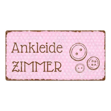 Vintage Türschild Pünktchen mit Wunschtext rosa 30 x 15 cm