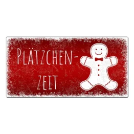 Weihnachtliches Schild mit individuellem Wunschtext - Farbe rot - Format 20 x 10 cm