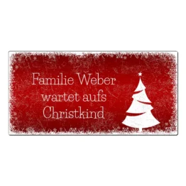 Weihnachtliches Schild mit individuellem Wunschtext - Farbe rot - Format 30 x 15 cm
