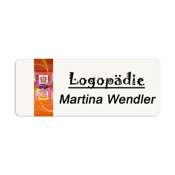 Weißes Namensschild zum Anstecken mit Magnet selbst gestalten - 65 x 25 mm