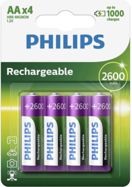 Wiederaufladbare Philips AA-Batterien