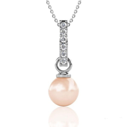 Yolora Damen-Halskette mit Anhänger - Kalpa Camaka Perle und Kristalle - Silber - 18K Weißgold vergoldet - Damen-Halskette Silber - Schmuck - Luxuriöse Geschenkbox - Geschenkbox - Exklusive Geschenkbox - Schöne Geschenkverpackung