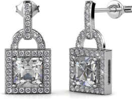 Yolora Damen Ohrringe Verschluss - Kalpa Camaka Kristalle - Silber - 18K Weißgold vergoldet - Damen Ohrringe Silber - Schmuck - Luxus-Geschenk-Box - Geschenk-Box - Schöne Geschenk-Verpackung - Geschenk zum Muttertag