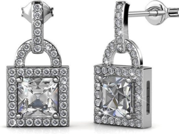 Yolora Damen Ohrringe Verschluss - Kalpa Camaka Kristalle - Silber - 18K Weißgold vergoldet - Damen Ohrringe Silber - Schmuck - Luxus-Geschenk-Box - Geschenk-Box - Schöne Geschenk-Verpackung - Geschenk zum Muttertag