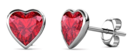 Yolora Kinderohrringe Herz - Rote Kalpa Camaka Kristalle - 18K Weißgold vergoldet - Kind - Mädchen Ohrringe Silber - Schmuck Kinder - Luxus Geschenkbox - Geschenkbox - Geschenkbox - Schöne Geschenkverpackung