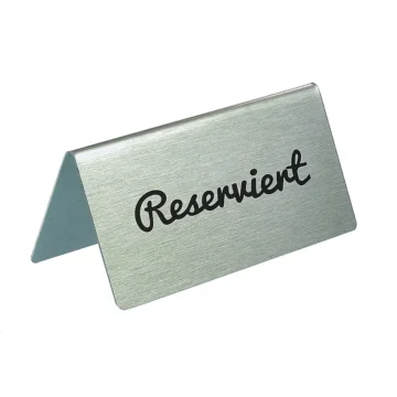 zweiseitiger Thekenaufsteller mit Text und Logo