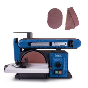 Band- und Tellerschleifer BTS900Vario scheppach - 400W | inkl. 3x Schleifpapier u. Schleifband | Ø150mm Schleifteller