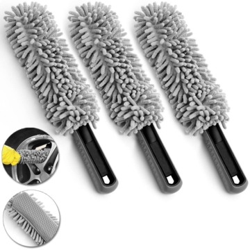 Felgen-Reinigungsbürste 3er-Set Grau Microfaser 34cm